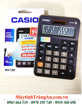 Casio MX-12B (vỏ màu ĐEN), Máy tính tiền Casio MX-12B (loại 12 số Digits), Bảo hành 07 năm /CÒN HÀNG